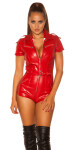 Sexy KouCla Leatherlook Jumpsuit with Zips red