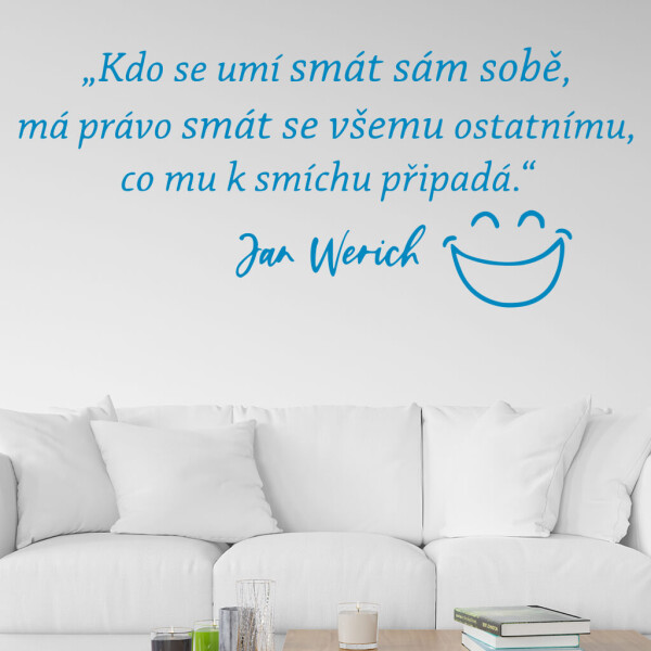 Veselá Stena Samolepka Slogan Jana Wericha Farba: modrá, Veľkosť: 80 x 34 cm