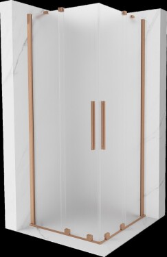 MEXEN/S - Velar Duo sprchovací kút, posuvné dvere 100 x 100, dekor, meď kartáčovaná 871-100-100-32-65