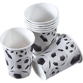 Papierové poháre 250 ml, 8 ks, motív futbalová lopta - tib
