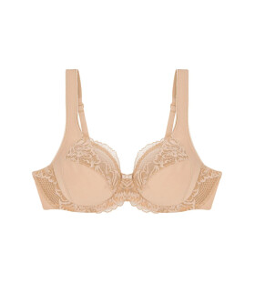 Dámska moderná čipkovaná+bavlnená podprsenka W02 - BROWN - svetlo béžová 00EP - TRIUMPH BROWN 95B