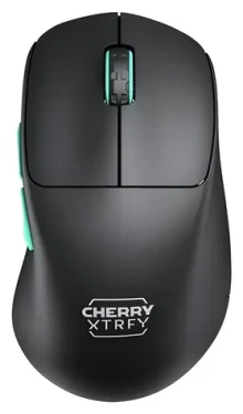 Cherry Xtrfy M64 Wireless čierna/tyrkysová / Bezdrôtová herná myš / optická / 26000 DPI / 2.4 GHz / 53 g (CX-M64W-BLACK)