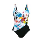 Anita ELEA - Zoštíhľujúce jednodielne plavky s tvarovanými košíčkami (Green Tropics, mätová) 009 multi colour 40C