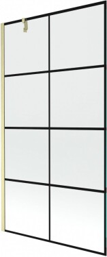 MEXEN/S - Next vaňová zástena FIX 100 x 150, čierna vzor, zlatá kartáčovaná 895-100-000-00-77-55