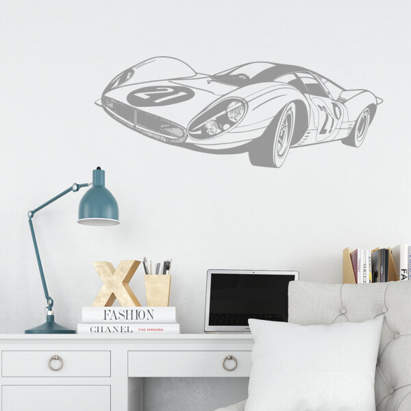 Veselá Stena Samolepka Pretekársky automobil Farba: šedá, Veľkosť: 100 x 40 cm