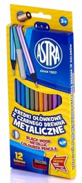 ASTRA Pastelky metalické 12ks s strúhadlom (26196)