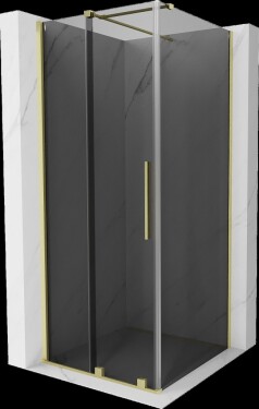 MEXEN/S - Velár sprchovací kút, posuvné dvere 120 x 120, grafit, zlato kartáčovaná 871-120-120-41-55