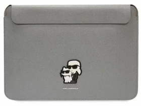 Karl Lagerfeld Saffiano Karl Choupette strieborná / Puzdro na laptop / 16" (KLCS16SAKCPMG)