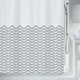 SPIRELLA Sprchový záves TRENTO biely / motív vlny / 180 x 200 cm / polyester