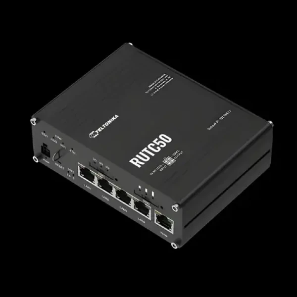 Teltonika RUTC50 / Router industriálny / 5G / 4G (LTE) / 3G / Wi-Fi 6 / 5x RJ-45 / Dual SIM (RUTC50)