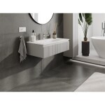 MEXEN/S - Rivel kúpeľňová skrinka 90 cm s umývadlom Vela, 1 šuplík, reliéf, šedá mat/biela mat 91A20-09023-1-BF62-W23M01