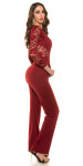 Sexy Koucla long sleeve overall with lace red XL