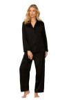 Dlhé saténové pyžamo Amina čierne - DKaren M
