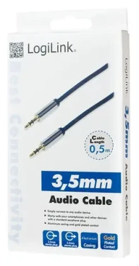 LogiLink audio kábel Jack 3,5mm modrá / Audio kábel / Jack 3,5mm - Jack 3,5mm / 0,5m (CA10050)
