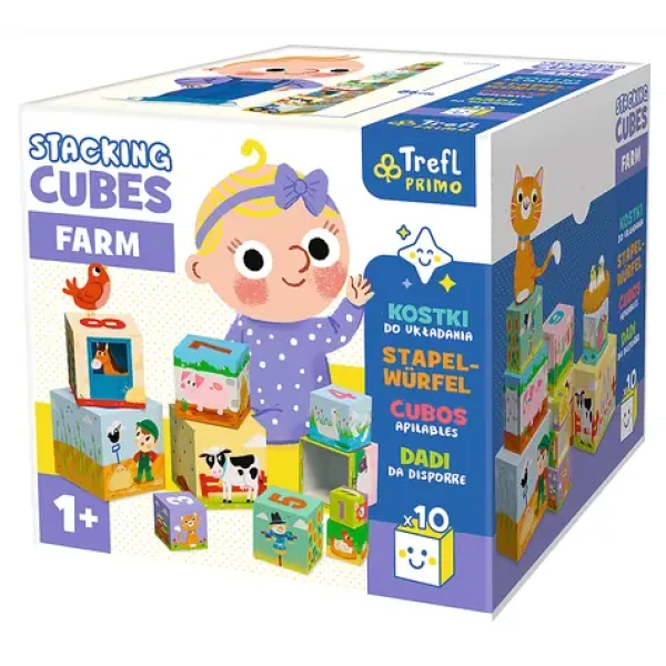 Trefl Primo - Skladacia veža z kociek farma