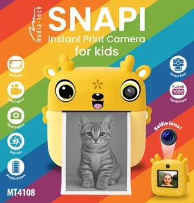 MED SNAPI MT4108 žltá / Detský fotoaparát s tlačiarňou / 8 MPx / microSD / USB-C (MT4108)