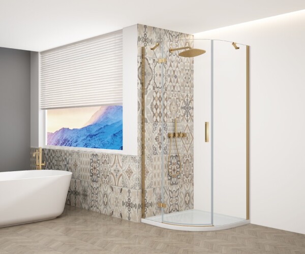 GELCO TRINITY GOLD štvrťkruhový kút 900x900 ľavý, číre sklo, GT6590CL-G GT6590CL-G