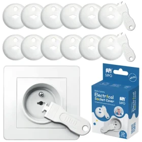 Sipo Ochranné kryty na elektrické zásuvky, set 12ks + 2x kľúče, BIELA (SPSBS-C10)