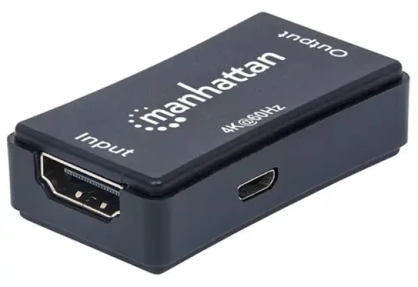 Manhattan HDMI Repeater čierny / HDMI repeater / 4K 60Hz / dosah 40 m / HDCP (207621)