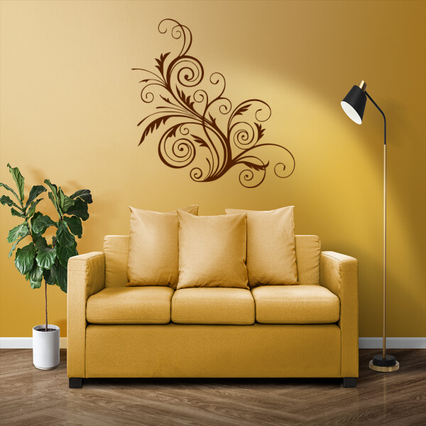 Veselá Stena Samolepka Ornament kvetina Farba: hnědá, Veľkosť: 100 x 105 cm