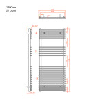 SAPHO - DESERTO vykurovacie teleso 500x1200, chróm 1801-12
