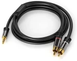 PremiumCord HQ kábel Jack 3,5mm - 2x CINCH (kjqcin015) / Prepojovací kábel / Stereo / Tienený / M/M / 1,5m (kjqcin015)