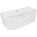 MEXEN/S - Sella voľne stojaca vaňa nástenná reliéf 150 x 75, biela lesk, sifón a prepad zlatá 52711507500-50