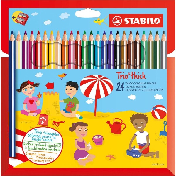 STABILO Trio thick sada 24 pasteliek s strúhadlom (23578)