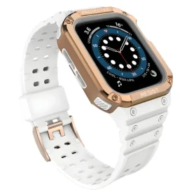 Hurtel Armor Case biela, ružovozlatý remienok / Puzdro s remienkom / odolné / pre Apple Watch 38/40/41 mm
