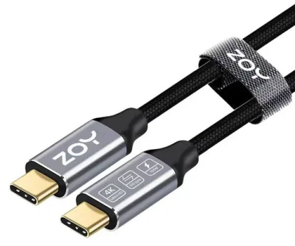 ZOY ZCCC2 2m čierno-strieborná / USB kábel / USB-C (M) - USB-C (M) (ZCCC2)