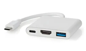 Nedis USB-C multiportový adaptér biela / Adaptér / USB-C - USB-A, USB-C, HDMI / 4K 30Hz / 10 cm (CCGB64770WT01)