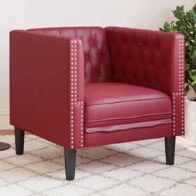 VidaXL vidaXL Fotel Chesterfield, winna czerwień, tapicerowany sztuczną skórą