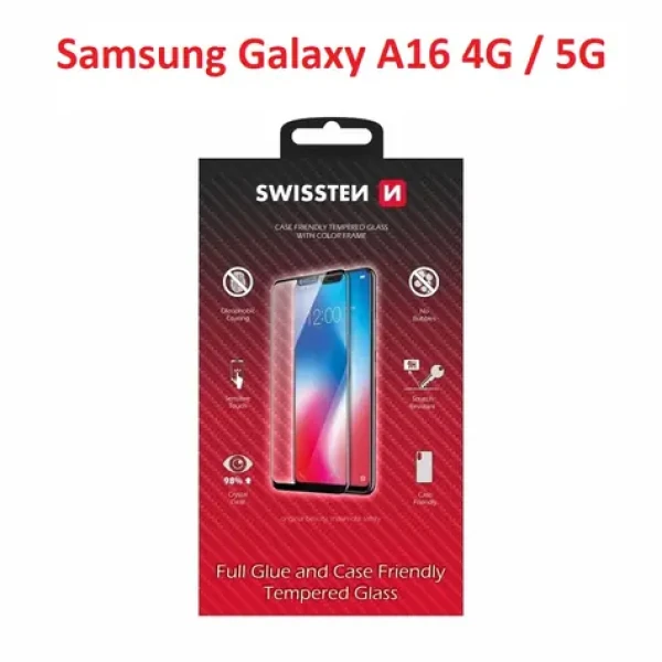 Swissten FULL GLUE COLOR FRAME CASE FRIENDLY sklo pre Samsung A166B/A165F Galaxy A16 5G/4G čierna (54501869)
