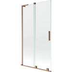 MEXEN/S - Velar L dvojkrídlová posuvná vaňová zástena 100 x 150, transparent, meď kartáčovaná 896-100-003-01-65