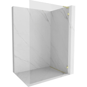 MEXEN/S - Lunar L Sprchová zástena WALK-IN pravá 90 x 200, transparent 8 mm, zlato kefovaná 830L-090-000-55-00-P