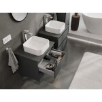 MEXEN/S - Orio kúpeľňová skrinka pod umývadlo 60 cm s doskou, 2 zásuvky, grafit mat 91A10-06047-2-BFFC66