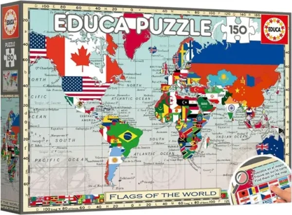 Educa Puzzle Mapa sveta s vlajkami