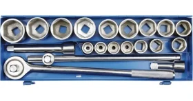 Vorel Gola sada 3/4" 20 ks / Gola sada / Nástrčné kľúče 22-50 mm / Račňa / Kovový kufrík (TO-58150)