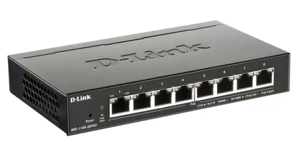 D-Link DGS-1100-08PV2/E / Switch / 8- Port 10/100/1000 Mbps / 8x PoE+ / SMART Managed (DGS-1100-08PV2/E)