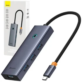 Baseus B00052809813-00 UltraJoy Rozbočovač 5v1 USB-C na 1x HDMI + 4xUSB 3.0 sivá (B00052809813-00)