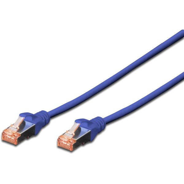 Digitus DK-1644-100/B RJ45 sieťové káble, prepojovacie káble CAT 6 S/FTP 10.00 m modrá tienenie pletivom, bez halogénov, samozhášavý, fóliové tienenie,; DK-1644-100/B