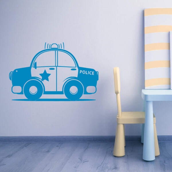 Veselá Stena Samolepka Autíčko policajné Farba: modrá, Veľkosť: 40 x 25 cm
