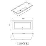 CERANO - Vaňa akrylátová Elisa - obdĺžniková - biela - 180x80x40 CER-020893