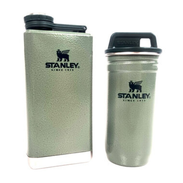 Stanley Adventure Darčekový set Hammertone Green / ploskačka/butylka 250ml + panáky 4ks (10-01883-034)