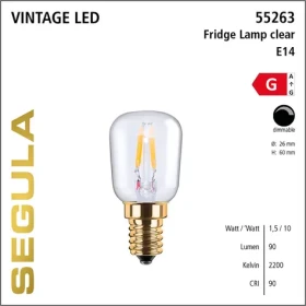 SEGULA LED žiarovka do chladničky číra 1,5W (10W) / E14 / 90lm / 2200K / stmievateľná / G (55263)