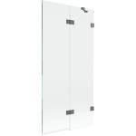 MEXEN/S - Lunar vaňová zástena 2-krídlová pravá 90 x 150, transparent, grafit metal 897-090-100-95-00-P