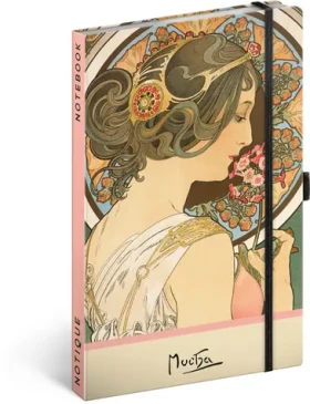 NOTIQUE Notes Alfons Mucha - Maxana, bodkovaný, 13 x 21 cm (A-34392)