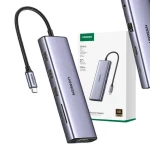 Ugreen 15601 USB-C Multifunkčný adaptér / 3x USB-A / 1x USB-C / 1x HDMI / 1x VGA / 1x Ethernet / 1x 3.5mm jack / 1x SD s (6941876216017)