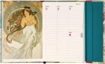NOTIQUE Alfons Mucha 2027 / Týždenný diár / 11 x 16 cm / anglický / medzinárodné sviatky / magnetické uzatváranie