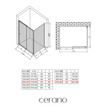 CERANO - Sprchovací kút Varone POINT Ľ/P - 6 mm - čierna matná, grafitové sklo - 120x100x195 - posuvný CER-429643